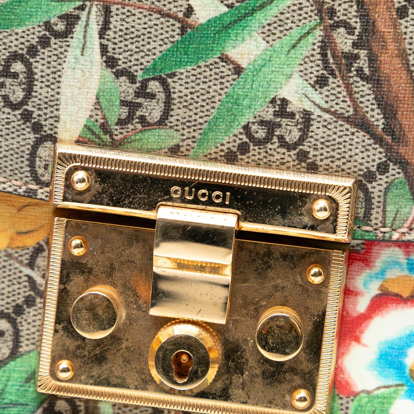 Gucci GG Supreme Web Padlock Tian Paint Crossbody