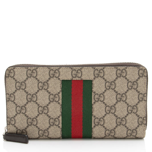 Gucci GG Supreme Web Zip Around Wallet