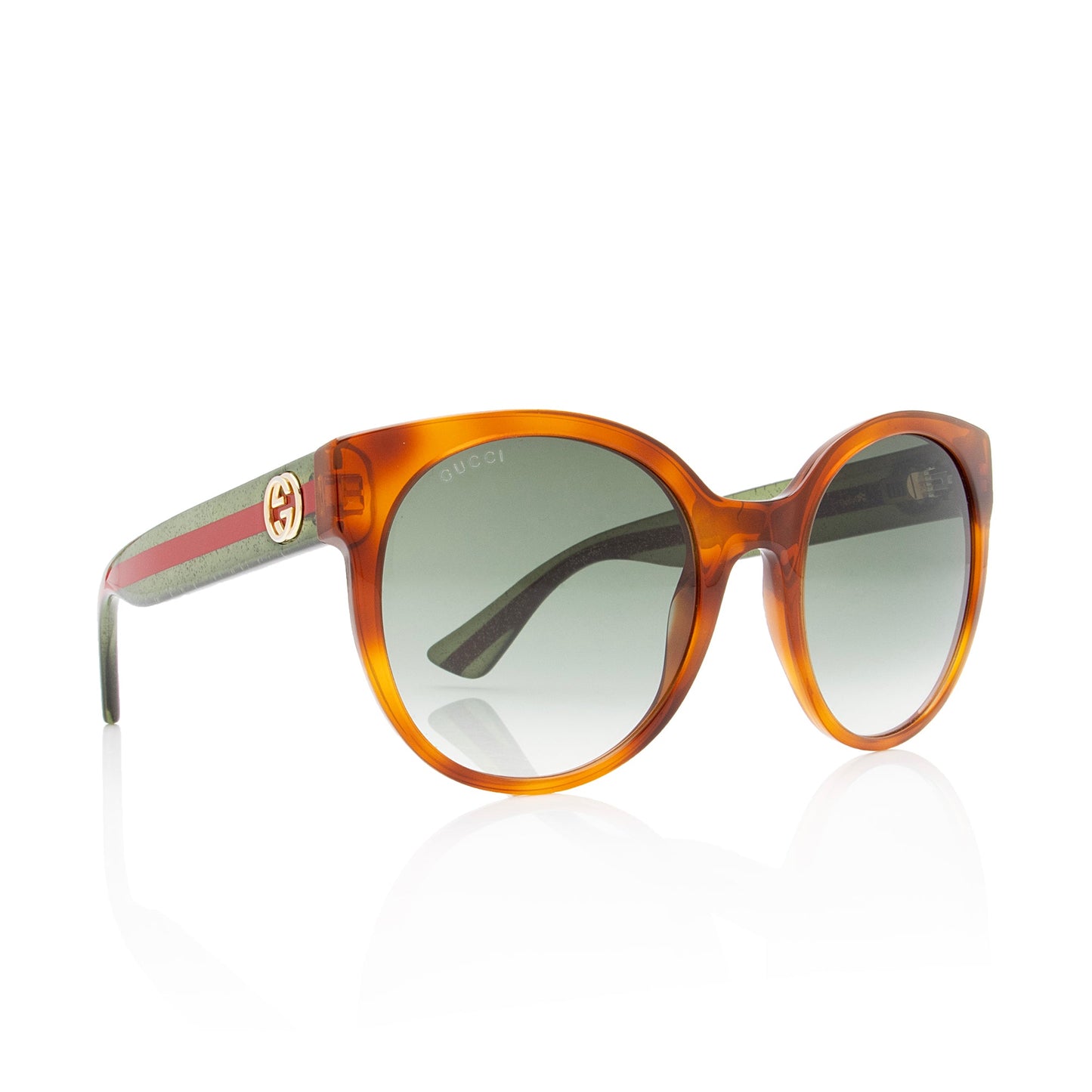 Gucci Glitter Web Interlocking G Round Sunglasses (SHF-mtd3IN)