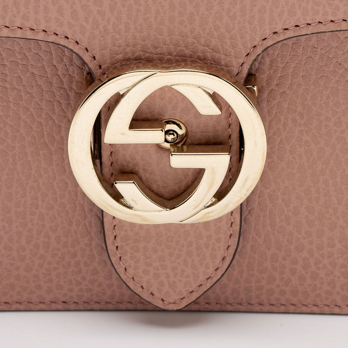 Gucci Grained Calfskin Interlocking G Small Shoulder Bag (SHF-eMNjXX)