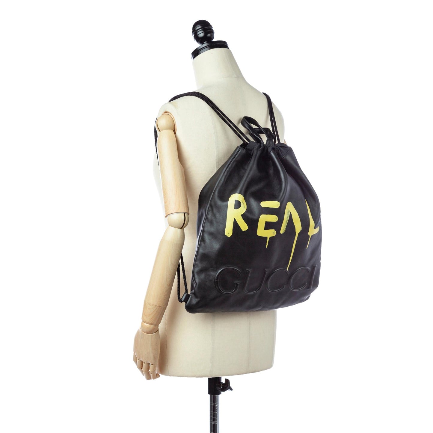 Gucci Gucci Ghost Drawstring Leather Backpack (SHG-22558)