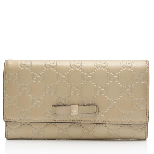 Gucci Guccissima Leather Bow Signature Continental Wallet