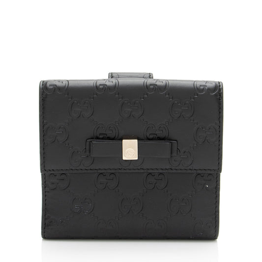 Gucci Guccissima Bow Signature French Wallet