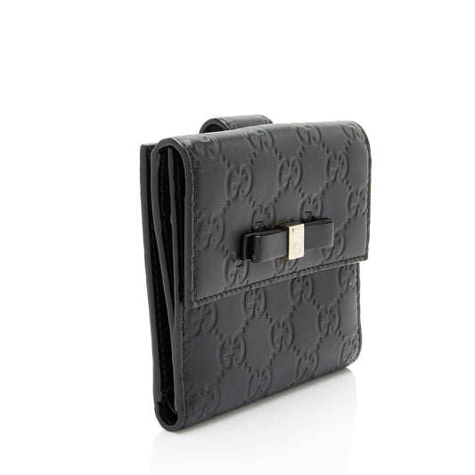 Gucci Guccissima Bow Signature French Wallet