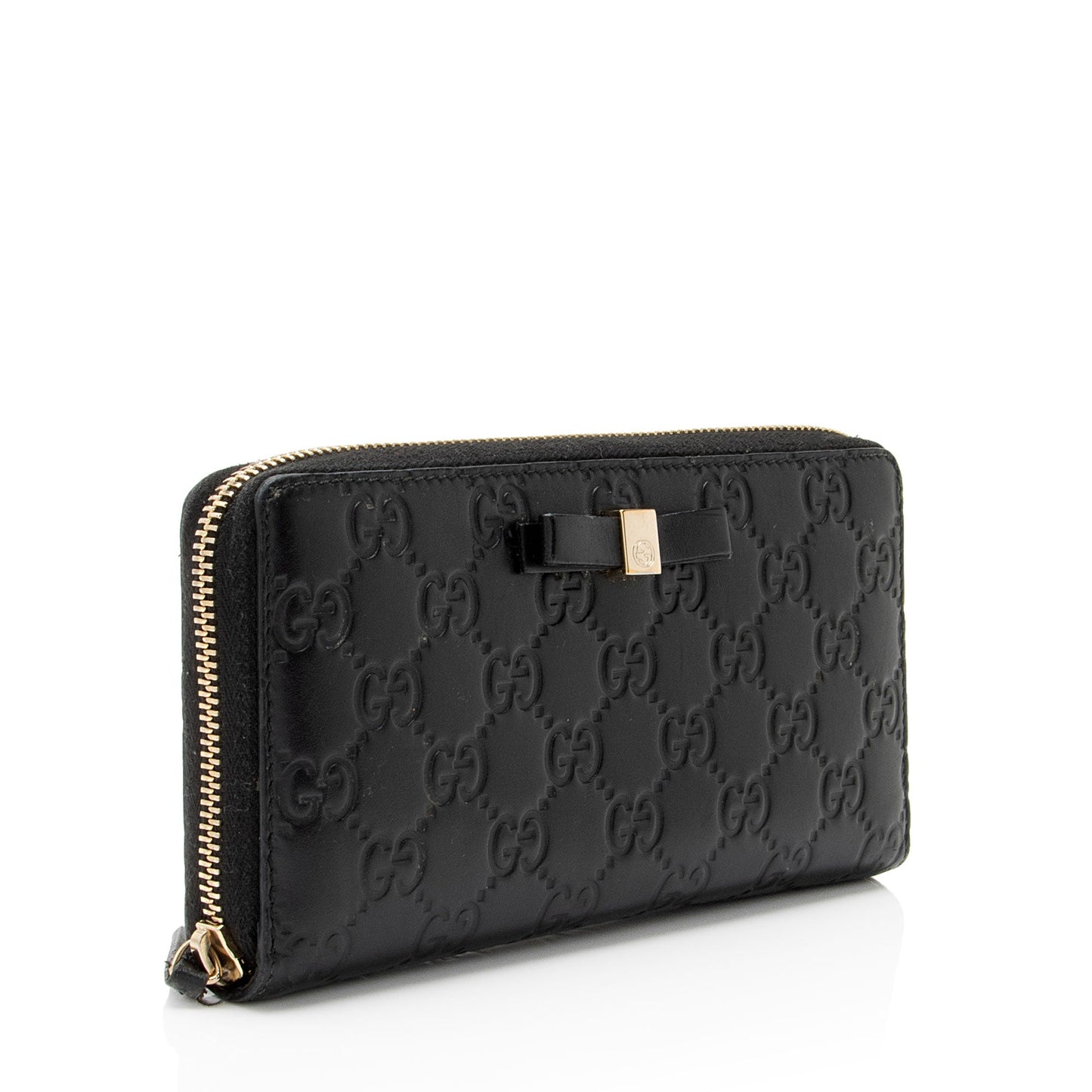 Gucci Guccissima Leather Bow Zip Around Wallet