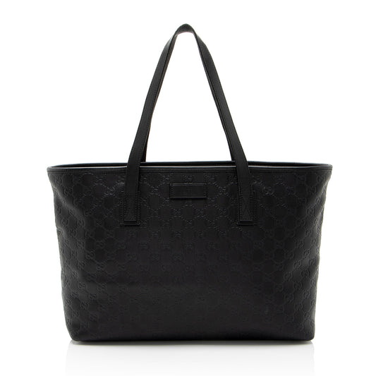 Gucci Guccissima Leather Classic Medium Zip Tote (SHF-CnrScb)