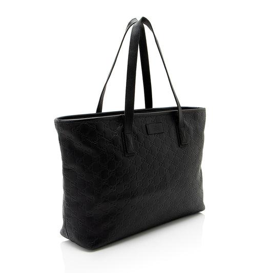 Gucci Guccissima Leather Classic Medium Zip Tote (SHF-CnrScb)