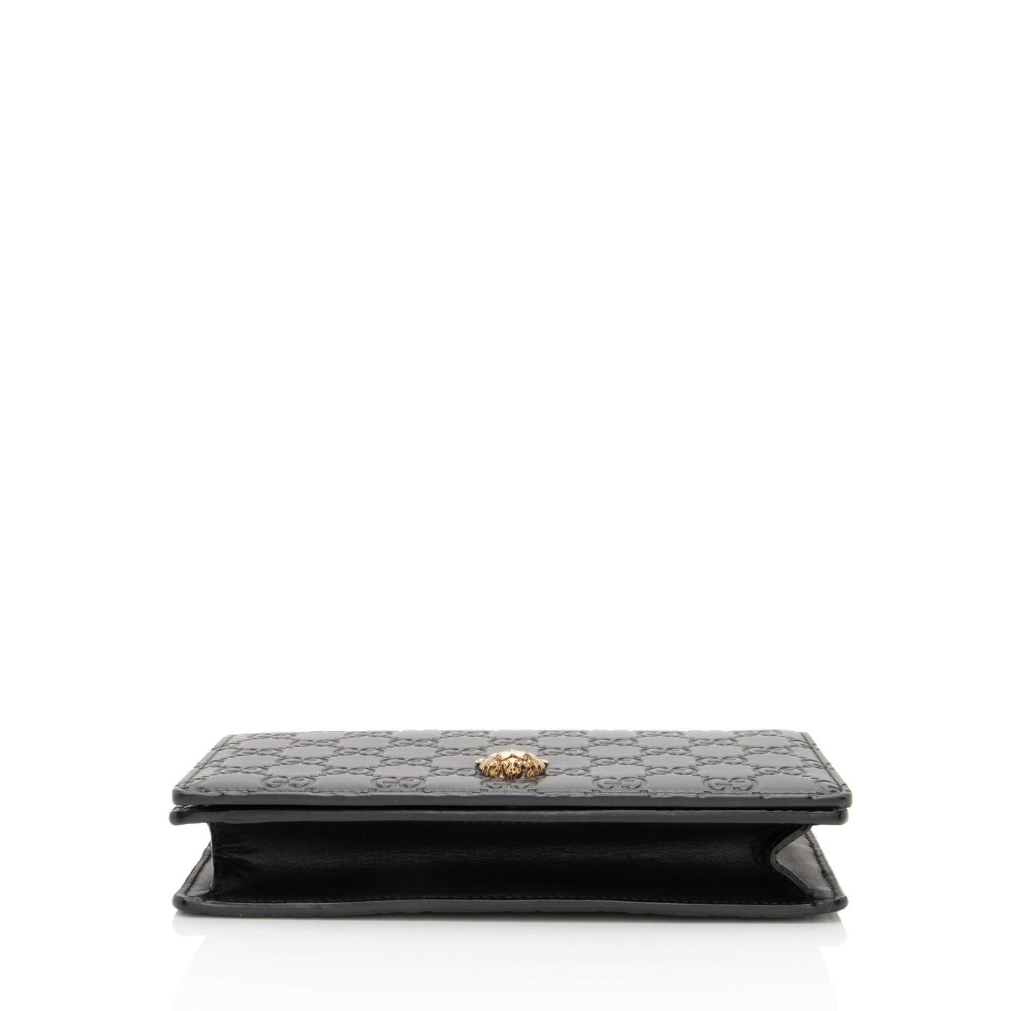 Gucci Guccissima Leather Crystal Cat Wallet on Chain