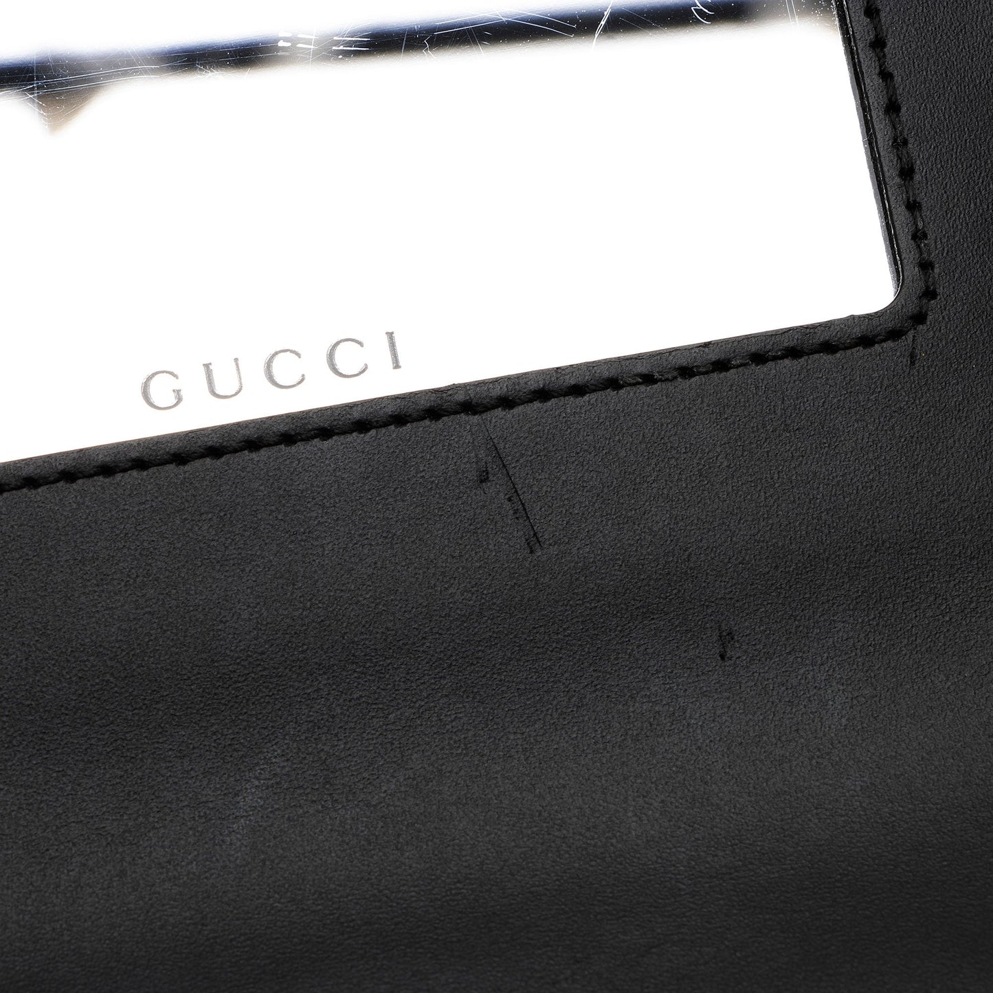 Gucci Guccissima Leather Crystal Cat Wallet on Chain