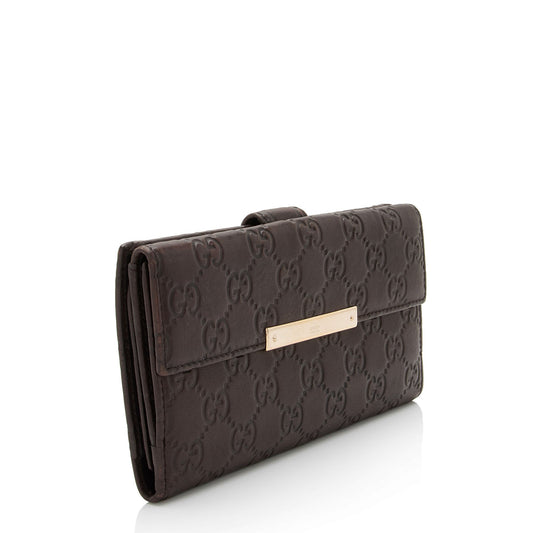 Gucci Guccissima Leather Flap Continental Wallet (SHF-CzGm9w)