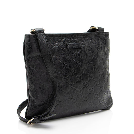 Gucci Guccissima Leather Flat Messenger (SHF-b6Jy3q)