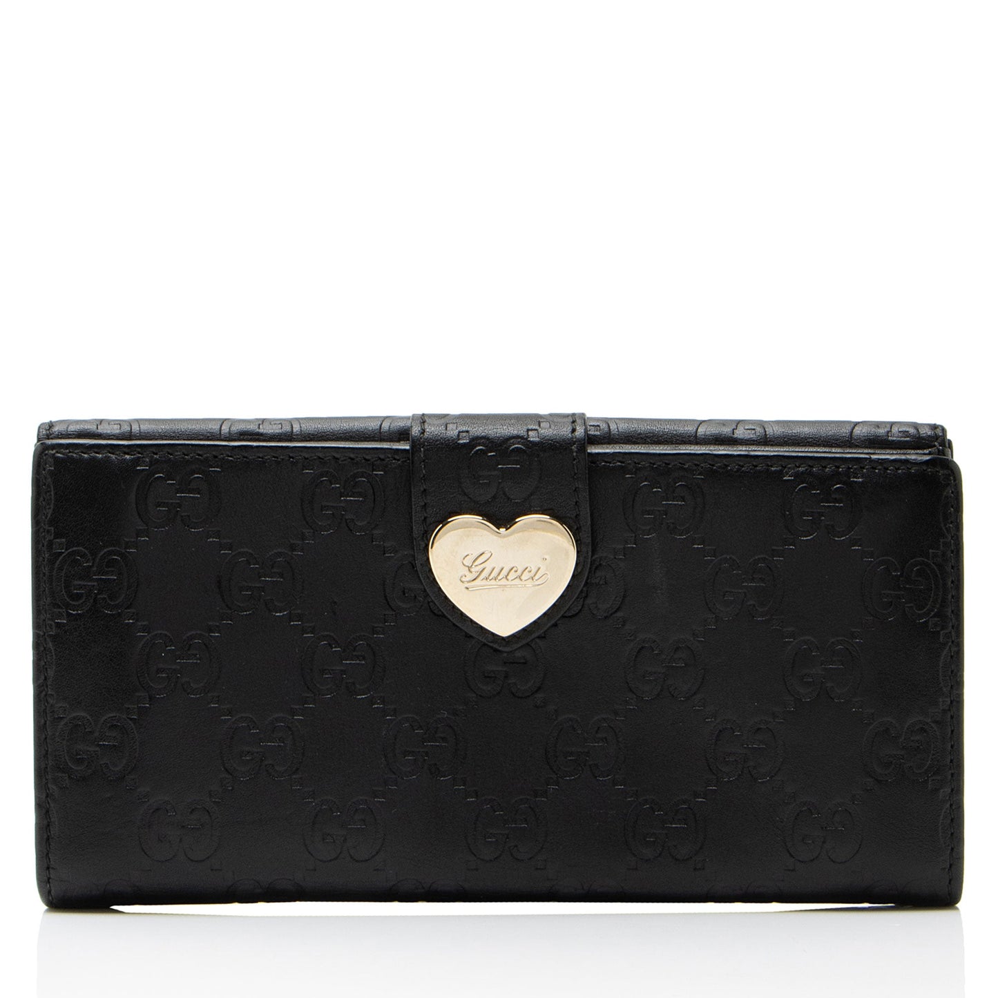 Gucci Guccissima Leather Heart Script Continental Wallet