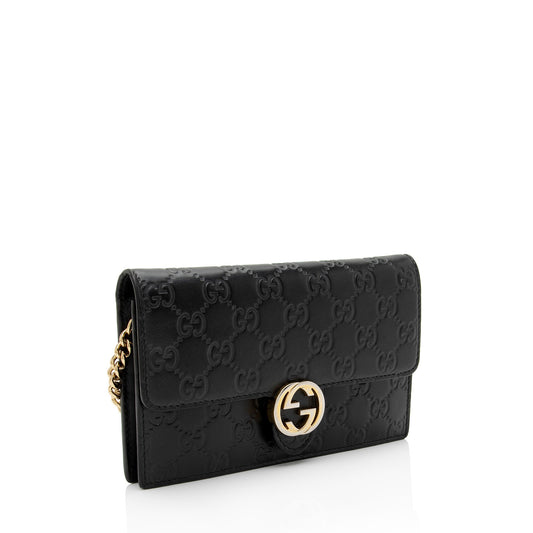 Gucci Guccissima Leather Interlocking G Chain Wallet (SHF-QK9Cxy)