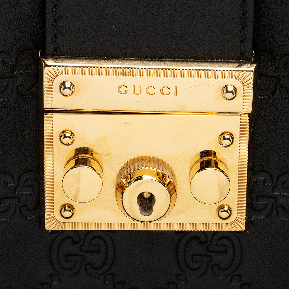 Gucci Guccissima Leather Padlock Chain Medium Shoulder Bag (SHF-21910)