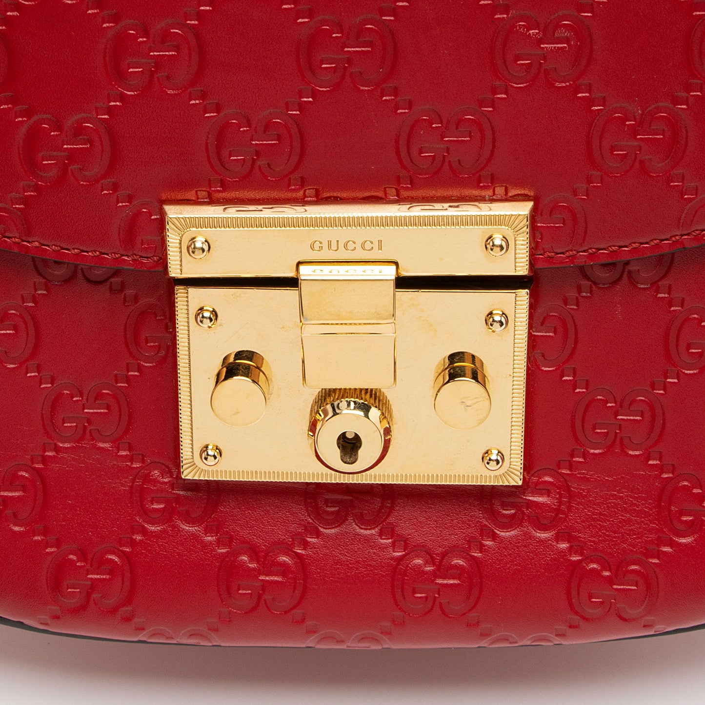 Gucci Guccissima Leather Padlock Saddle Medium Shoulder Bag (SHF-hLwZmE)