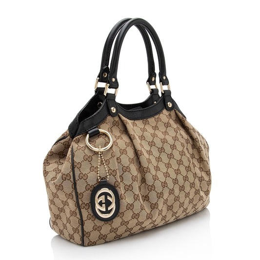 Luxury Gucci GG Canvas Sukey Medium Tote (SHF-VHUhKL)