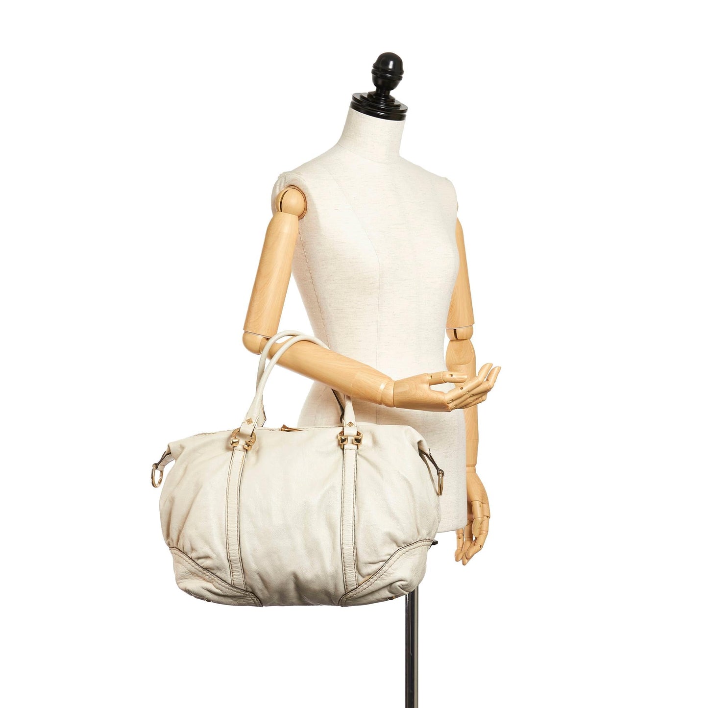 Gucci Horsebit Nail Leather Boston Bag (SHG-28008)