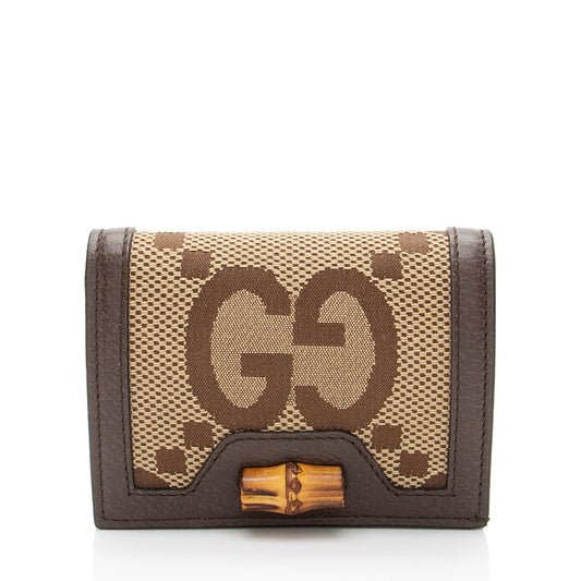 Gucci Jumbo GG Canvas Bamboo Diana Compact Wallet