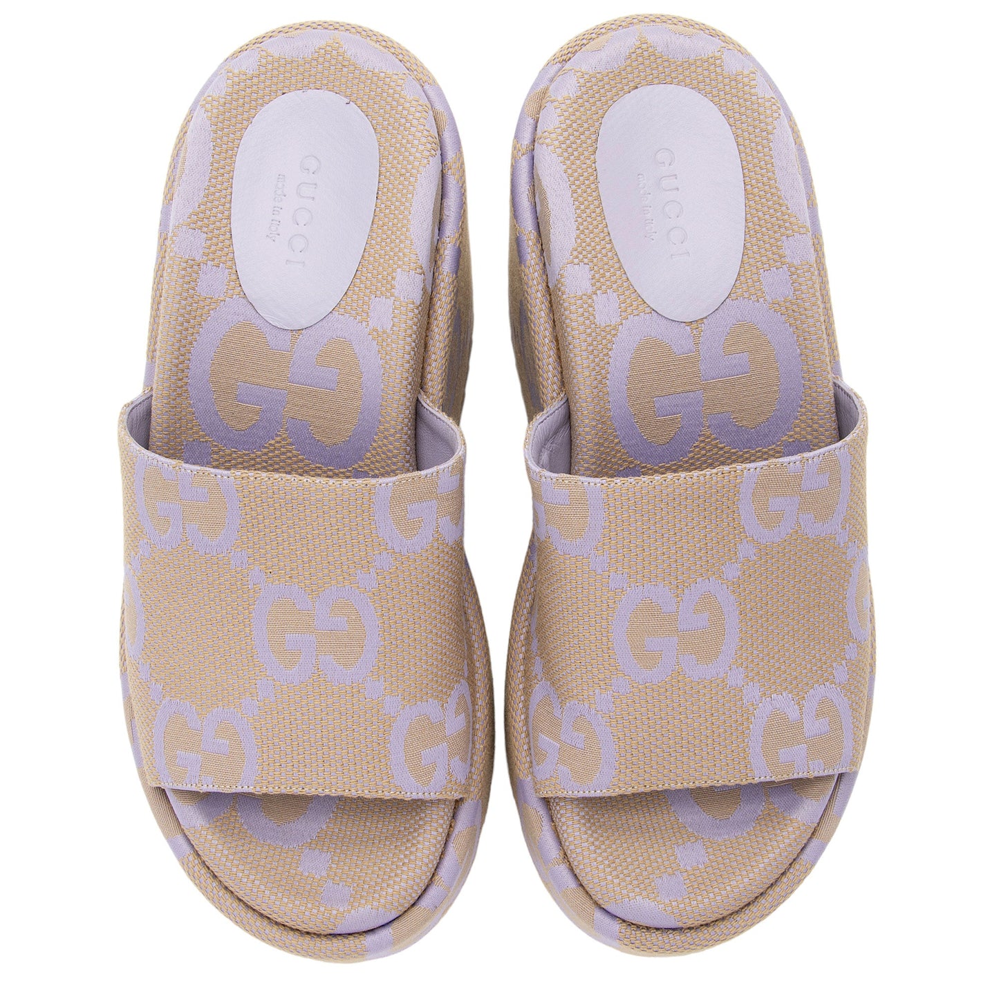 Gucci Jumbo GG Canvas Platform Wedge Slides - Size 7 / 37 (SHF-th537h)