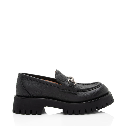 Gucci Jumbo GG Leather Horsebit Lug Sole Loafers - Size 7 / 37 (SHF-YQXZhe)
