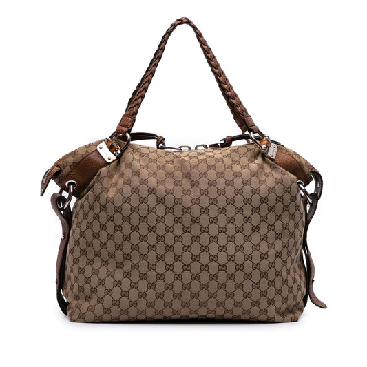 Gucci Large GG Canvas Bamboo Bar Tote