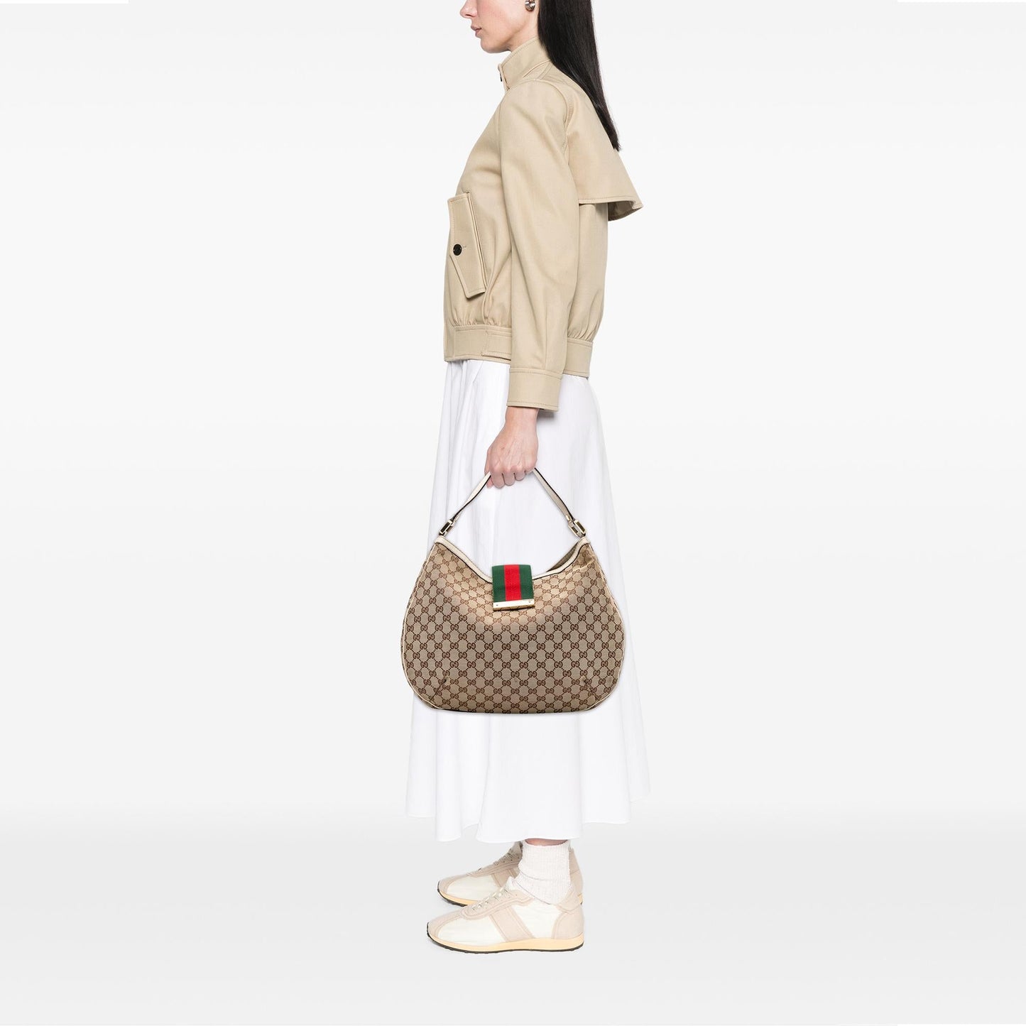 Gucci Large GG Canvas Web New Ladies Hobo