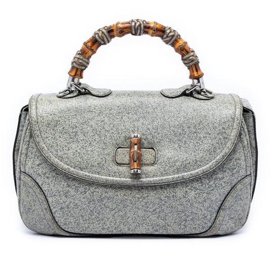 Gucci Large Speckled Leather New Bamboo Top Handle Bag