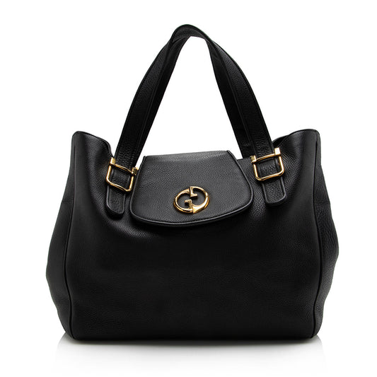 Gucci Leather 1973 Medium Tote (SHF-17493)