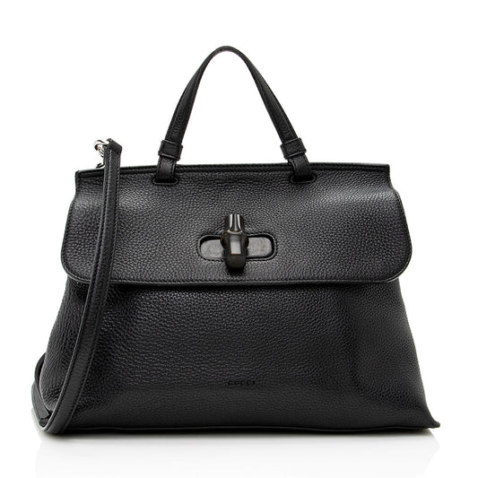Gucci Leather Bamboo Daily Medium Satchel (SHF-20568)
