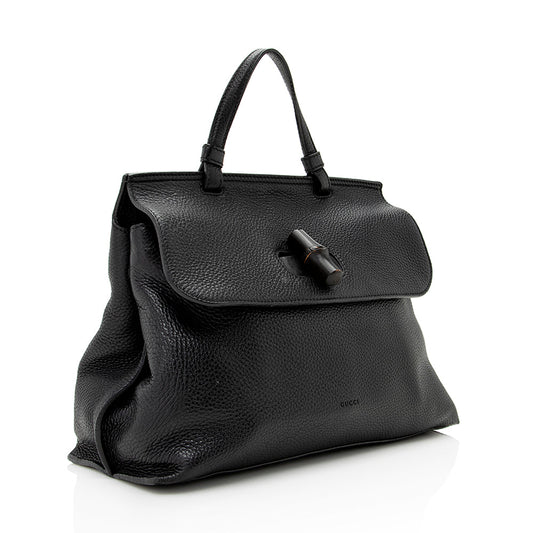 Gucci Leather Bamboo Daily Medium Satchel (SHF-20568)