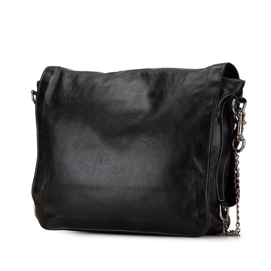 Gucci Leather Crest Chain Messenger Bag (SHG-FgBsnS)