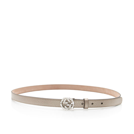 Gucci Leather Crystal GG Interlocking Belt - Size 42 / 105 (SHF-6wphpi)