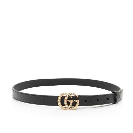 Gucci Leather Faux Pearl GG Belt - Size 32 / 80 (SHF-NSGBLR)