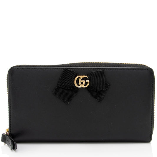 Gucci Leather GG Bow Zip Around Wallet (SHF-fr8dTS)