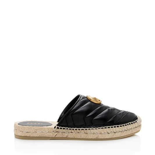 Gucci Matelasse Leather GG Marmont Mules - Size 7 / 37 (SHF-18374)