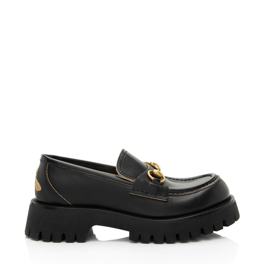 Gucci Leather Horsebit Lug Sole Loafers - Size 7 / 37