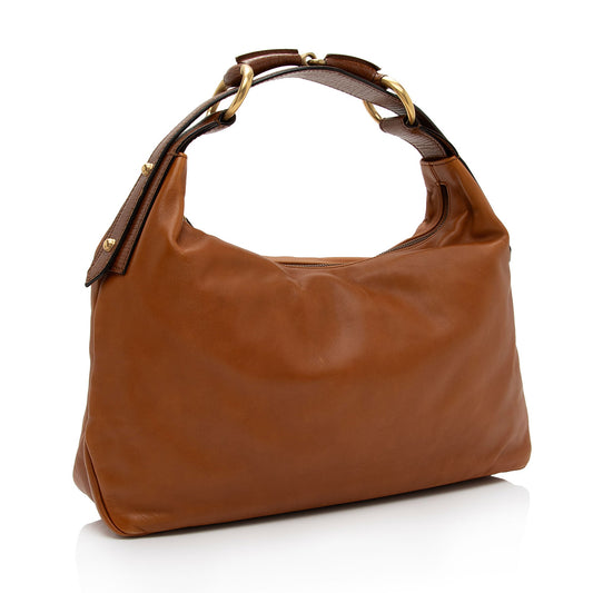 Gucci Leather Horsebit Medium Hobo (SHF-WR9LR9)