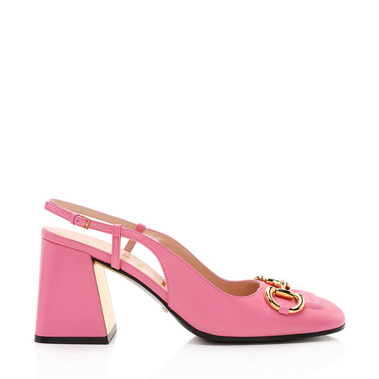 Gucci Leather Horsebit Slingback Pumps - Size 9.5 / 39.5 (SHF-HjnpQi)