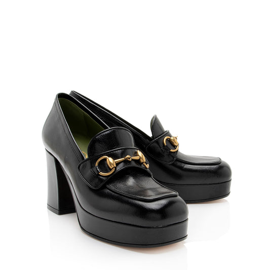 Gucci Leather Horsebit Platform Loafers - Size 8 / 38 (SHF-5KQ35o)