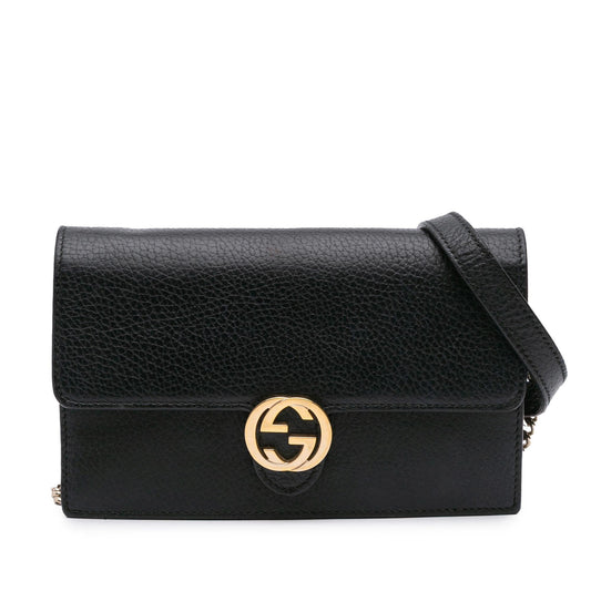 Gucci Leather Interlocking G Dollar Wallet on Chain