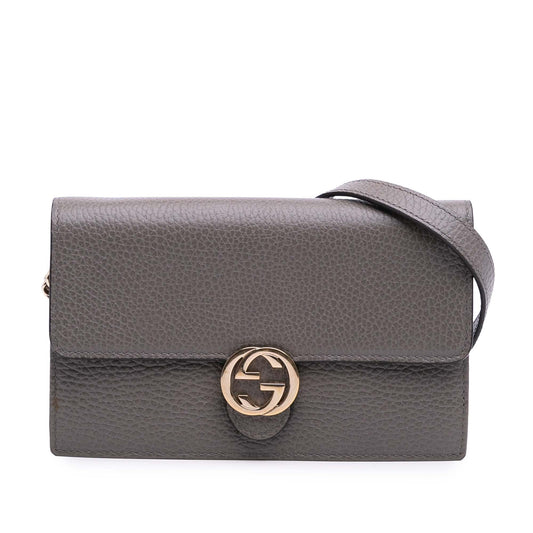 Gucci Leather Interlocking G Dollar Wallet on Chain