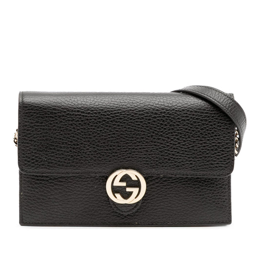 Gucci Leather Interlocking G Dollar Wallet on Chain