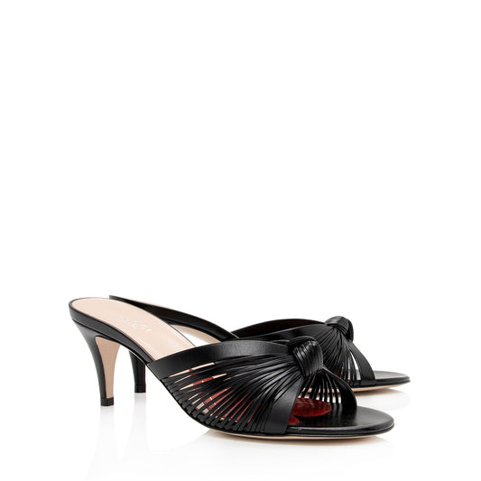 Gucci Leather Knot Sandals - Size 7.5 / 37.5 (SHF-CuMczF)