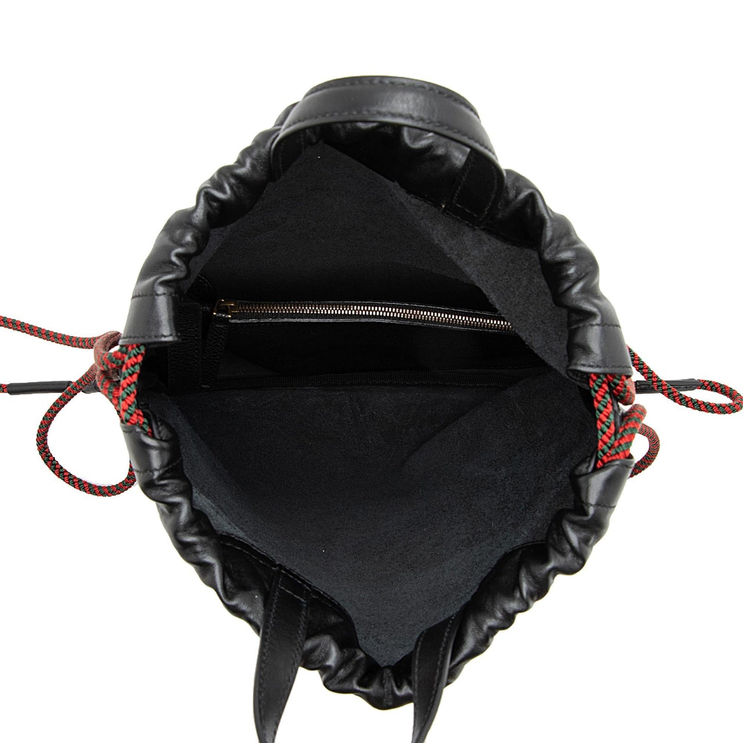 Gucci Leather Logo Drawstring Backpack (SHF-Gg5KaW)