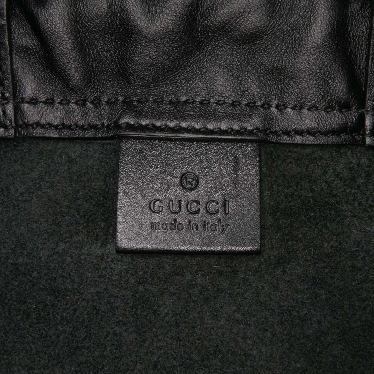 Gucci Leather Logo Drawstring Backpack