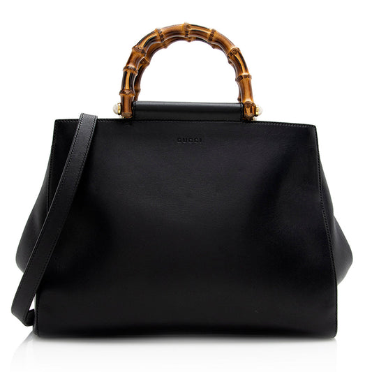 Gucci Leather Nymphaea Top Handle Medium Satchel (SHF-21345)