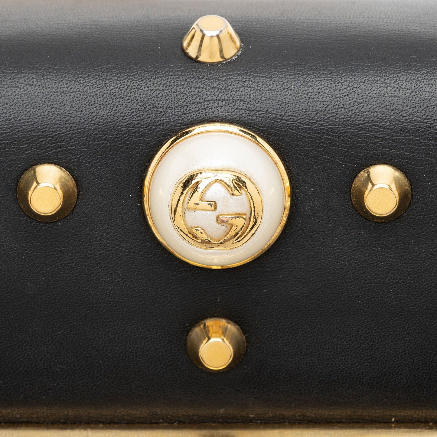 Gucci Leather Pearl Stud Padlock Small Shoulder Bag