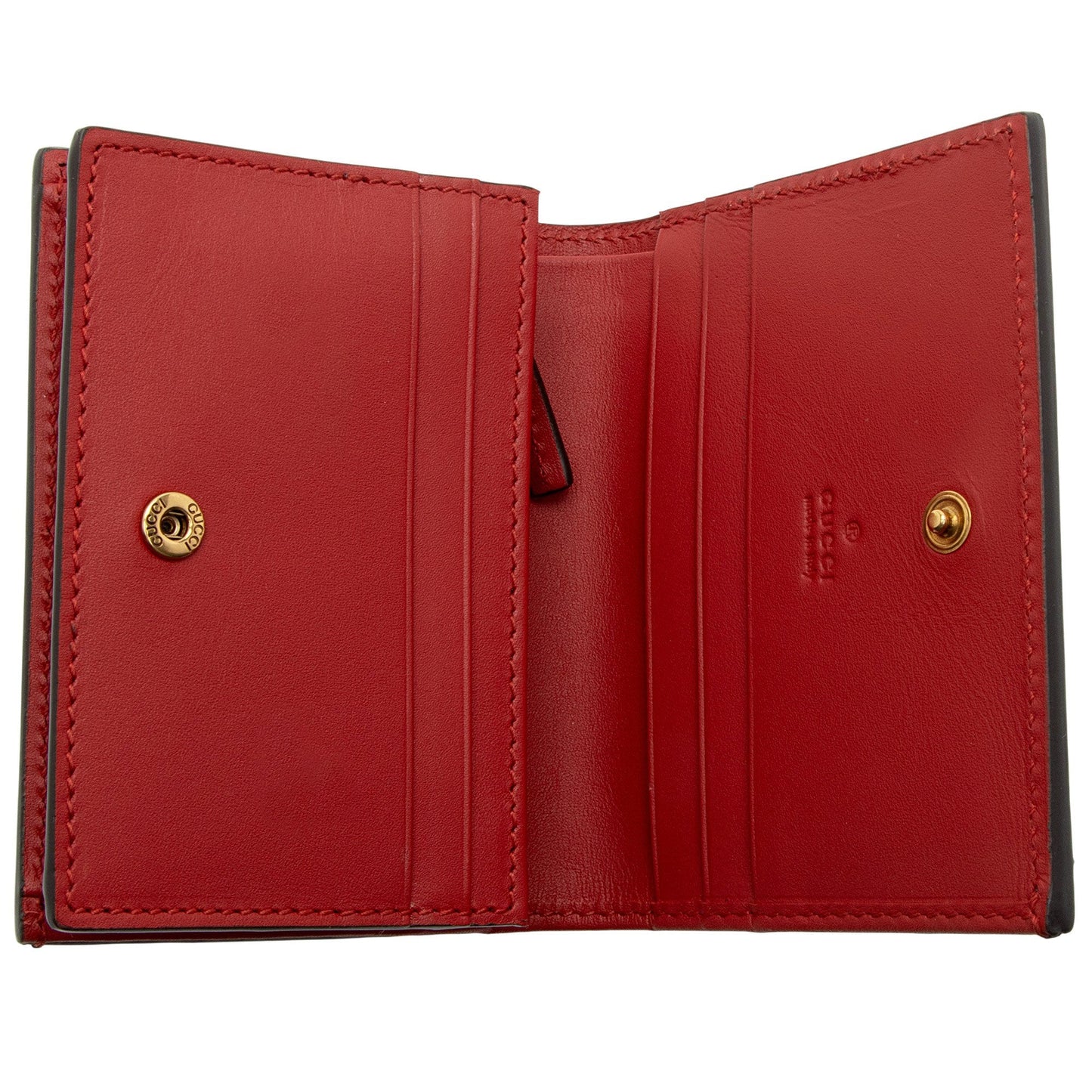 Gucci Leather Queen Margaret Bee Card Case