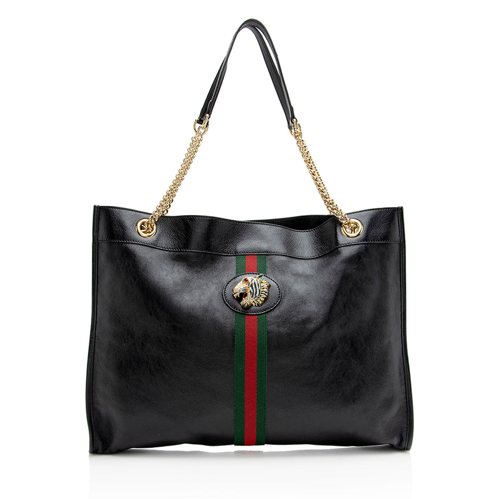 Gucci Leather Rajah Large Tote (SHF-21797)