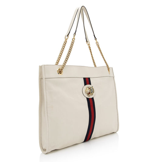 Luxury Gucci Leather Rajah Large Tote (SHF-cFWNwM)